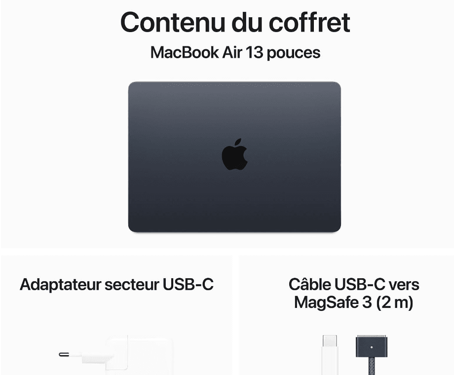Apple MacBook Air M3 15 pouces (2024) Minuit 24 Go/512 Go (MC9L4FN/A) 4