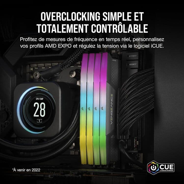 Corsair Vengeance RGB DDR5 32 Go (2 x 16 Go) 6000 MHz CL38 1.35V - Noir 5