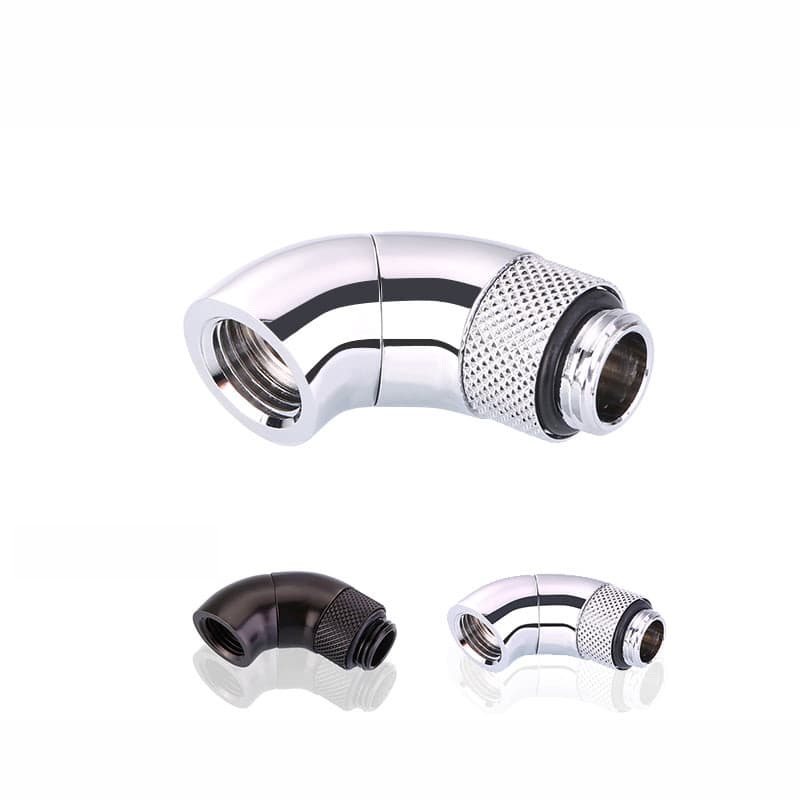 Fitting arrondi rotatif 90° argent - 14mm