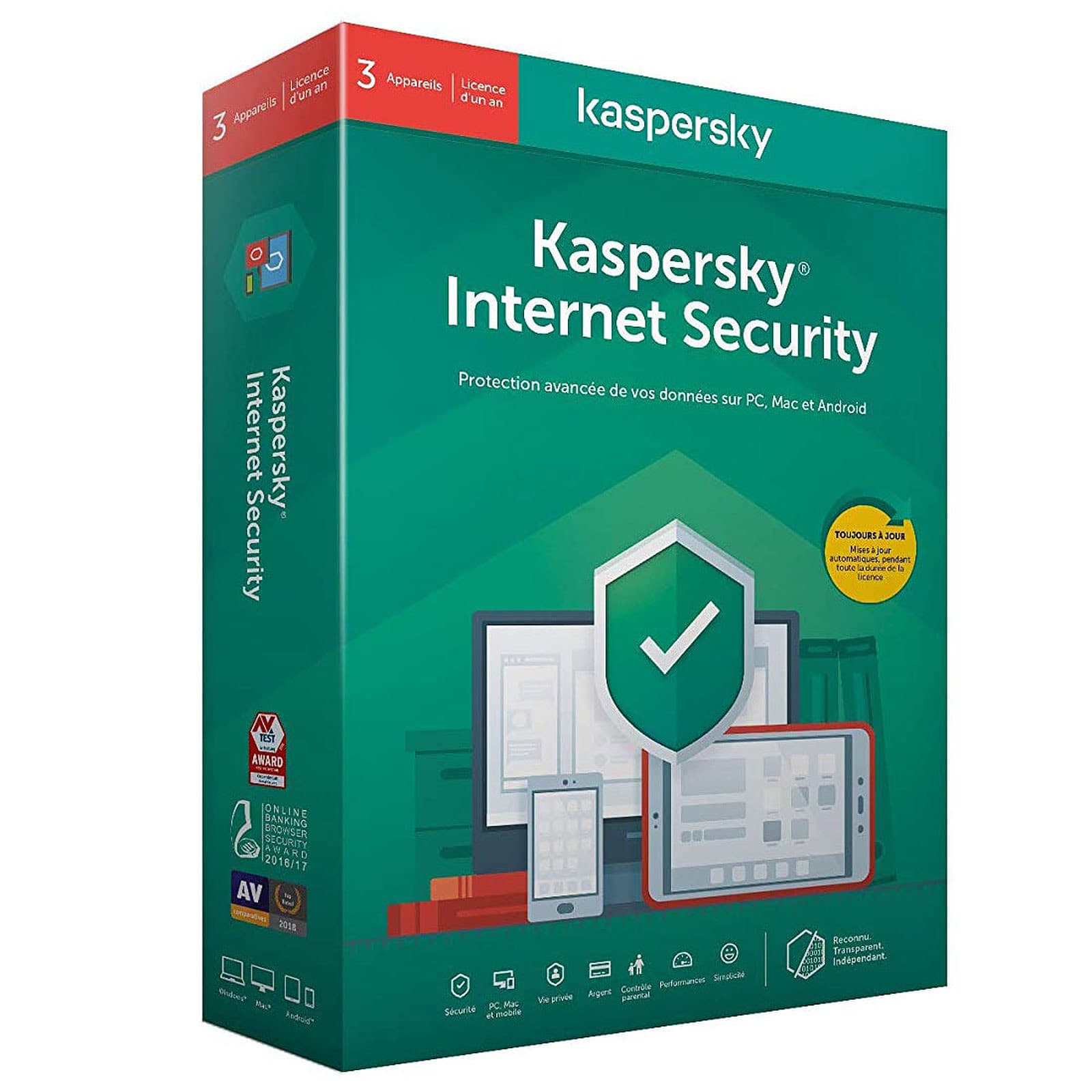 Kaspersky Internet Security - Licence 3 postes 1 an